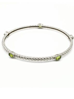 Judith Ripka sterling silver green peridot bangle bracelet